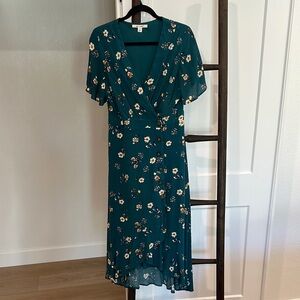Miami Floral Teal Midi Dress